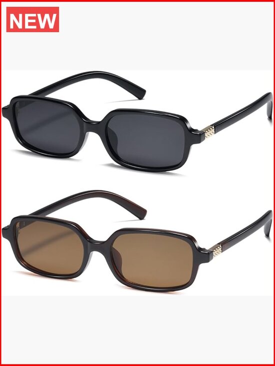 Retro Small Rectangle Sunglasses Thin Narrow Frame UV400 Protection main image 5